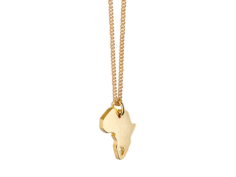 Africa in Africa Map Necklace Gold